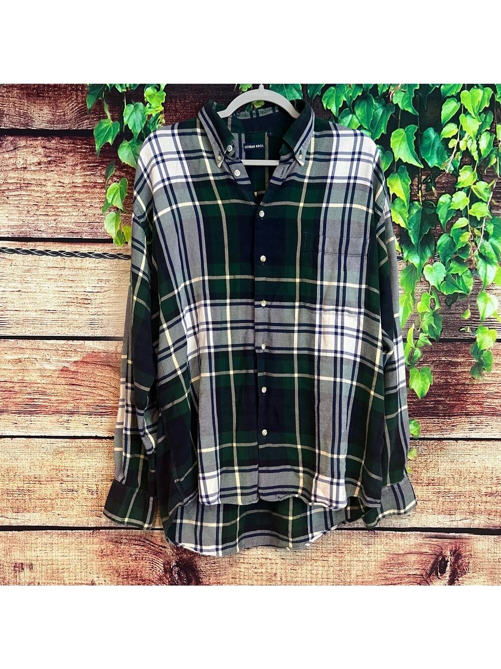 Vintage Gitman Bros Plaid Long Sleeve Button Up Shirt Mens Large Fits XL 2XL 3XL